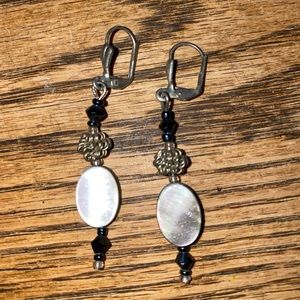 Handmade Iridescent Shell & Hematite Earrings